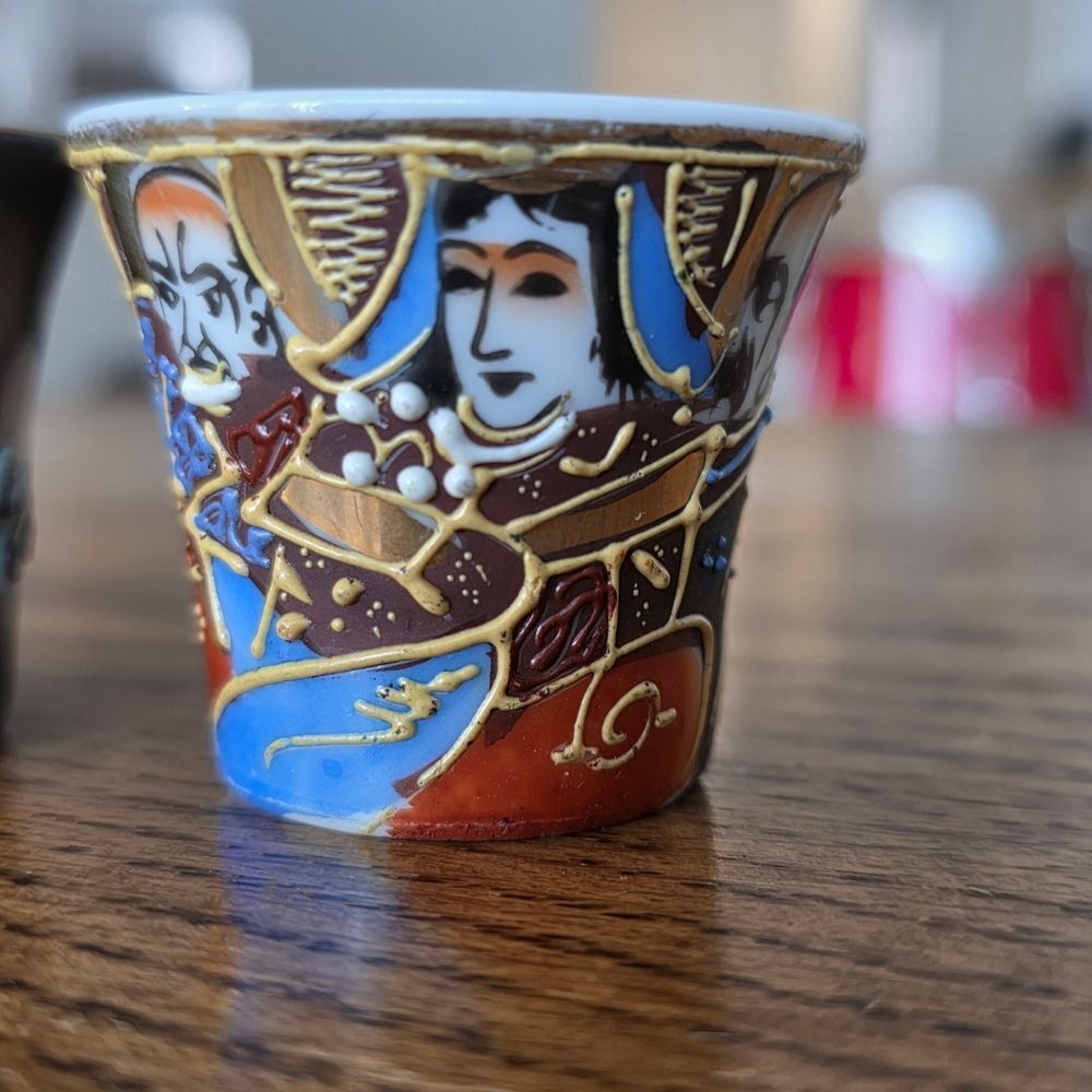 ​ ✨ Vintage Japanese Lithophane Sake Cups - Hidden Geisha Set ✨